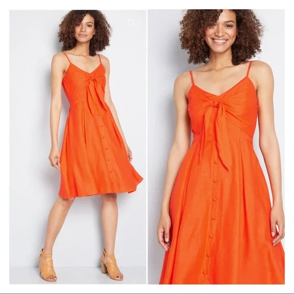 open lace back dress New Modcloth Rust Orange "Understated Greatness Dress" by Yellow Star,   The Mustard Dandelion
